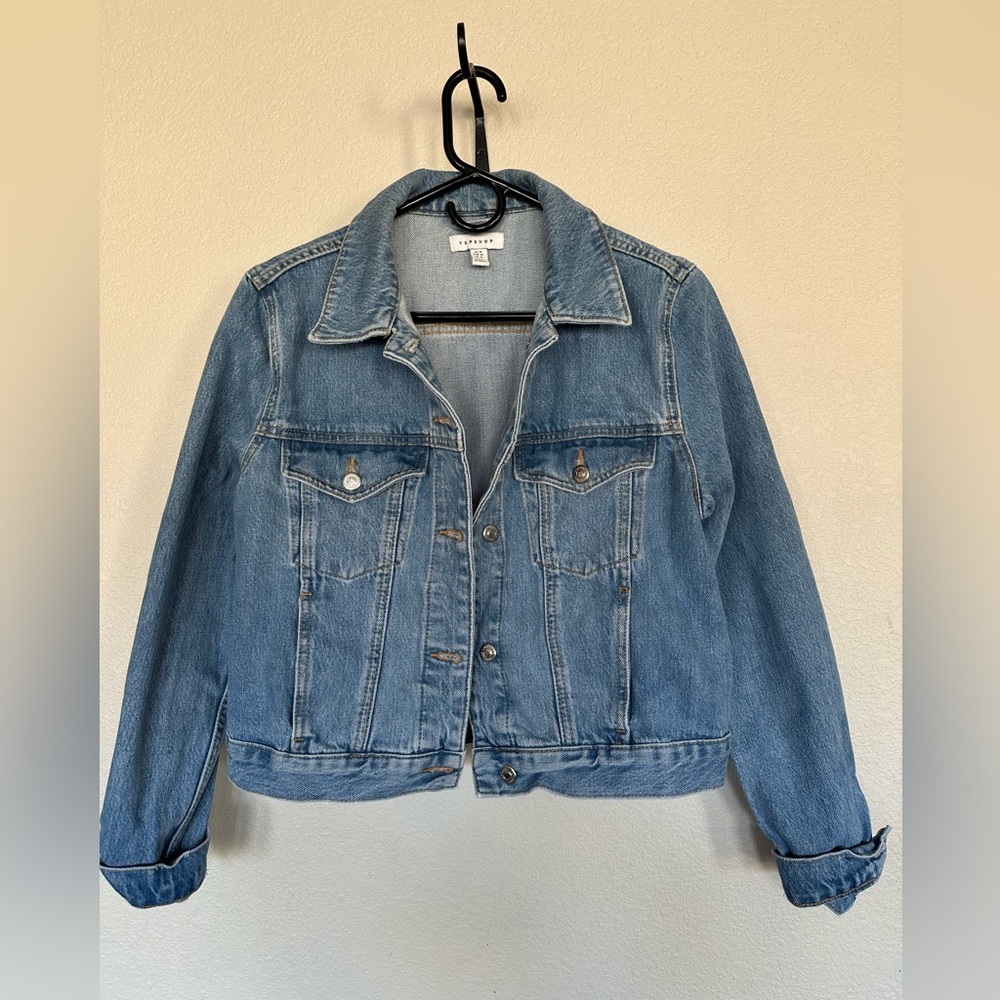 TOPSHOP Cropped Denim Jacket - Size 10